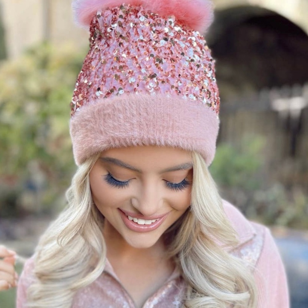 Women’s pink sequence  Beanie